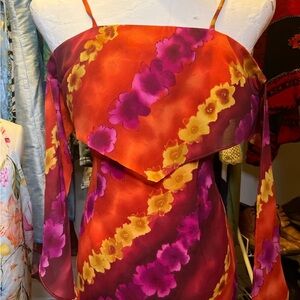 Floral Mini Dress in Red and Purple